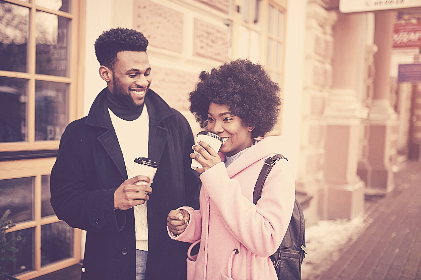 Black couple in a city